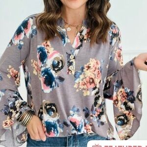 Floral Bell Sleeve Top